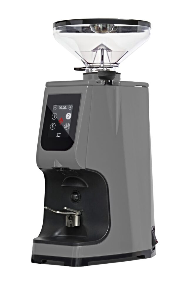 The front of an Eureka Atom Touch 65 coffee grinder