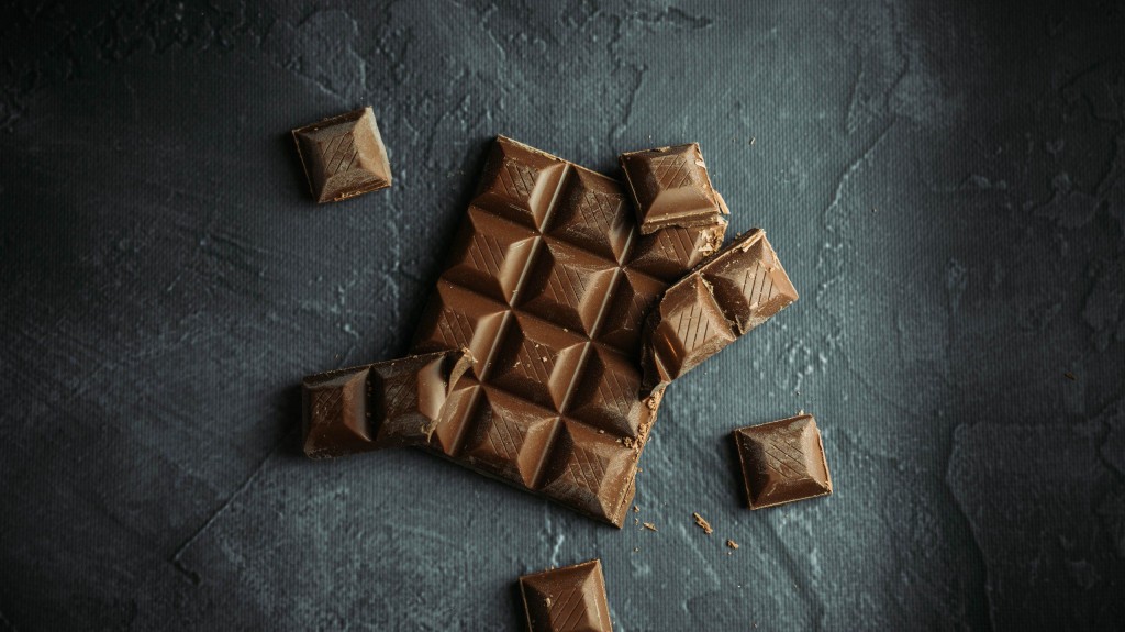 dark chocolate on plain background