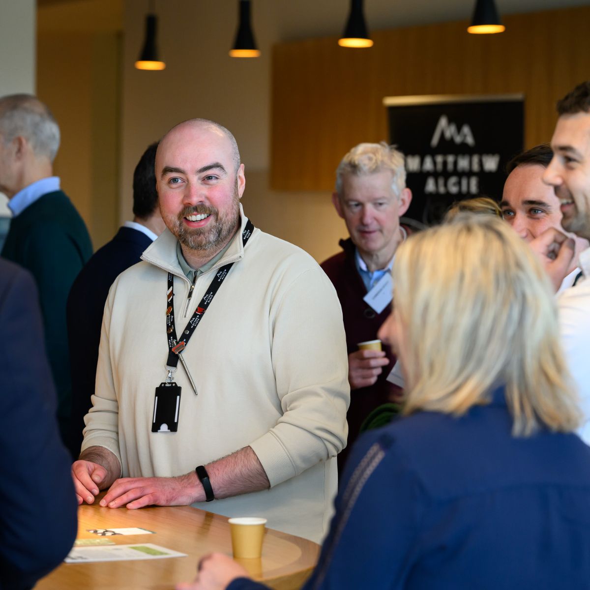 Matthew Algie presenting coffee and coffee machines 